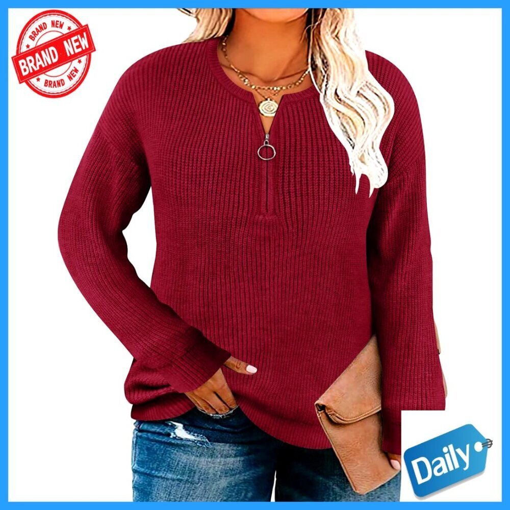 Plus Size Long Sleeve Pullover Sweater Oversized Crew Neck Winter Top